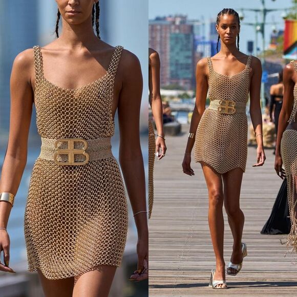 BRONX AND BANCO Simba Mini Dress in Gold Size S $2200